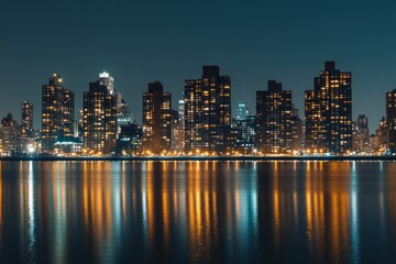 Naklejka premium Stunning Modern City Skyline at Night