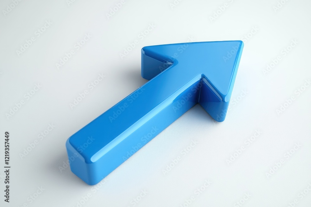 Poster blue 3d arrow pointer on clean white background