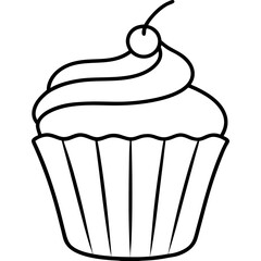 Minimalist Cupcake Line Art Vector Design