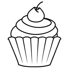 Minimalist Cupcake Line Art Vector Design