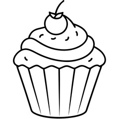 Minimalist Cupcake Line Art Vector Design
