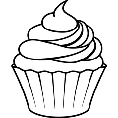 Minimalist Cupcake Line Art Vector Design