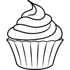 Minimalist Cupcake Line Art Vector Design