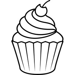 Minimalist Cupcake Line Art Vector Design