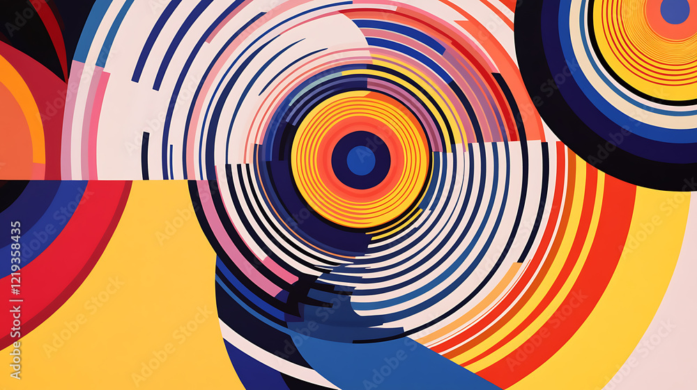 Poster dynamic abstract art creation gallery exhibition visual artwork vibrant color close-up view modern e