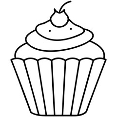 Minimalist Cupcake Line Art Vector Design