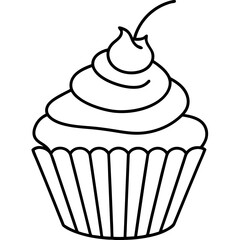Minimalist Cupcake Line Art Vector Design