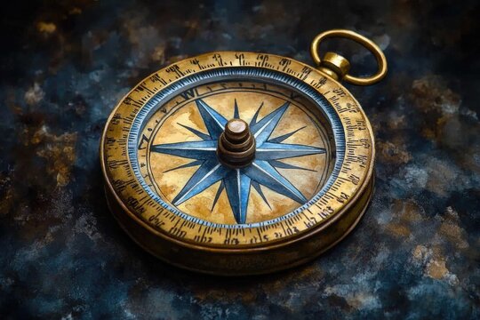 A close-up view of a compass sitting on a table, ready for use