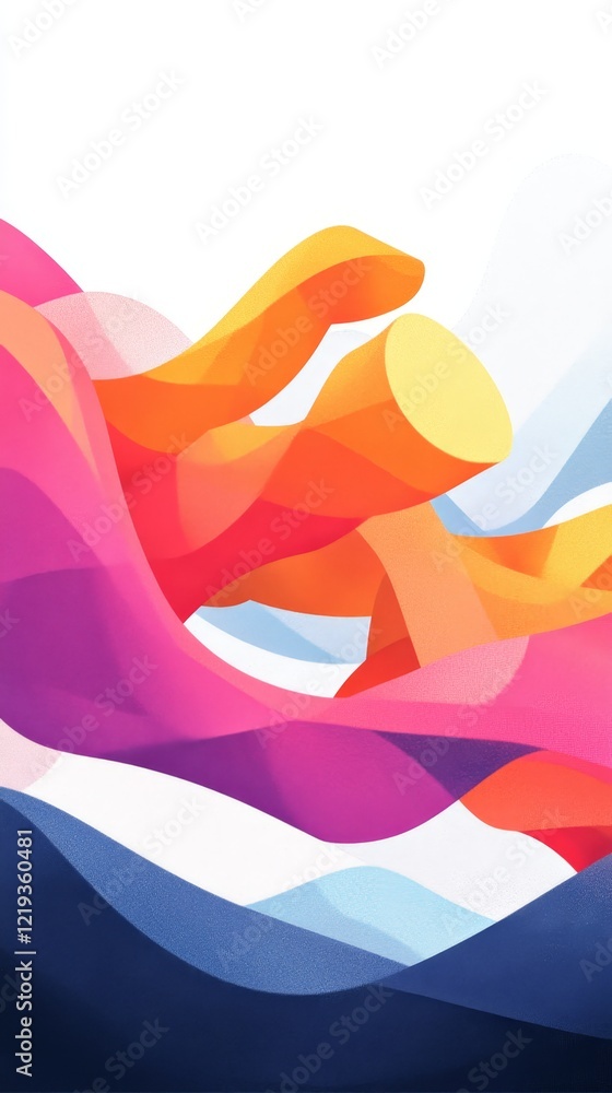 Poster colorful abstract art representing movement and emotion through dynamic shapes and vibrant hues in a