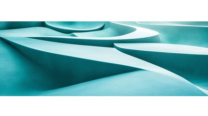 Abstract Teal Curving Architectural Forms