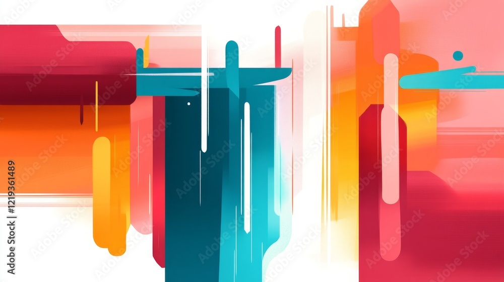 Poster vivid abstract art composition featuring dynamic lines and bold colors in a modern visual arrangemen