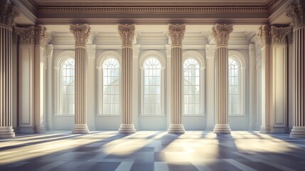 Obraz premium Sleek polished marble finishes enhanced by ornate chandeliers in modern hallway designs