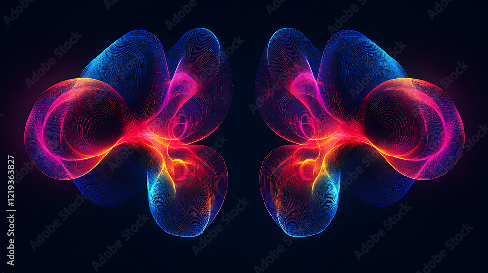 Poster dynamic abstract light waves digital art colorful display dark background futuristic concept