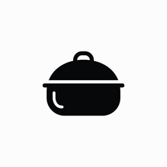 Cooking pot vector icon with lid for cooking and serving food fully editable vector template
