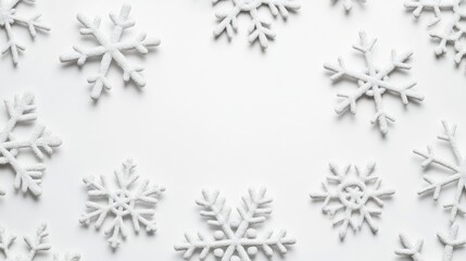 A collection of unique snowflakes on a white background