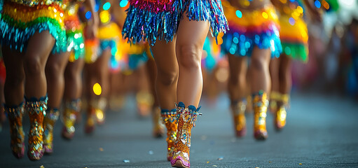 Festive, dancing, carnival, musical processions, performances on the streets. Folk festivals.