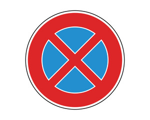 Traffic Sign Indicating No Stopping or Parking on Public Roads, High-Quality Vectorial Stock Image

