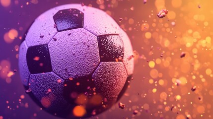 Obraz premium Dynamic Soccer Ball with Sparkling Purple and Orange Effects