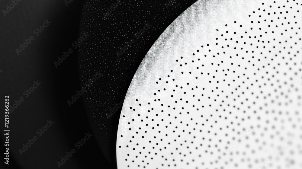Aufkleber close-up view of a speaker mounted on a wall with a minimalistic design