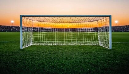 Empty Soccer Goal at Sunset Stadium