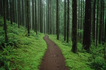 Obraz premium Enchanted Forest Path A Magical Journey Through Lush Greenery