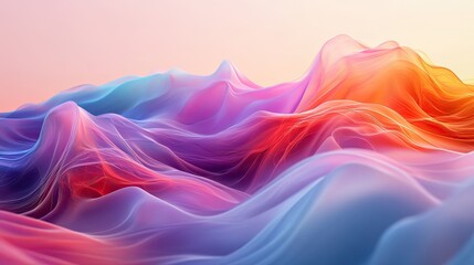 Abstract digital visualization of flowing waves in vibrant colors,