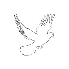 Pigeon with black line art illustration vector on white background.