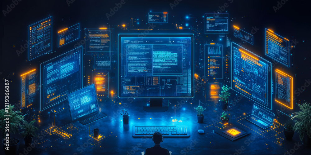 Poster No-Code Platforms Revolutionizing Digital Creation for Non-Programmers in a Tech Workspace