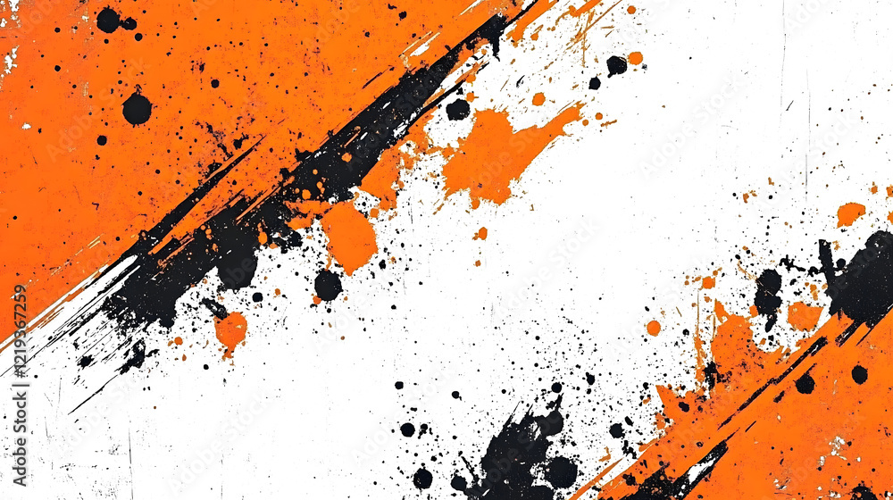 Canvas Prints orange and white grunge background with black splatter effects, creating a rugged, street-style text