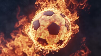 Fiery Soccer Ball A Burning Image of Athletic Competition