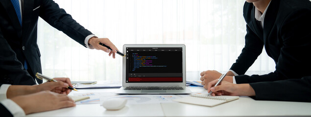 Software development programming on computer screen for brisk application and program coding