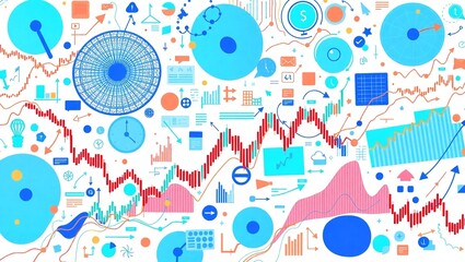 Abstract Financial Data Visualization Colorful Charts Graphs Modern Business Report Design Background Illustration Stock Vector Image icon style trend