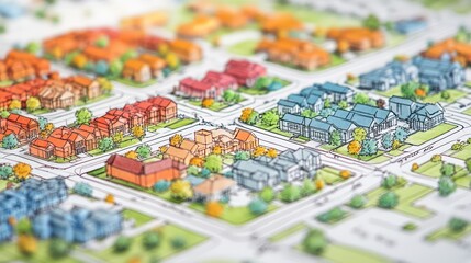 Fototapeta premium Vibrant Neighborhood Architectural Design Plan