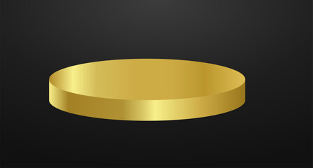 Gold podium circle 3d Empty stage, product platform background, Vector illustration