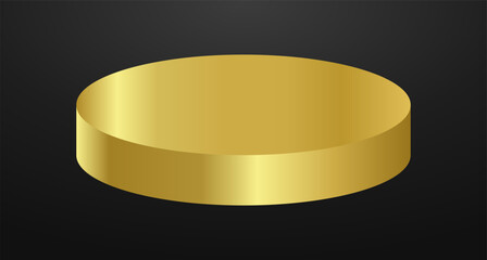 Gold podium circle 3d Empty stage, product platform background, Vector illustration