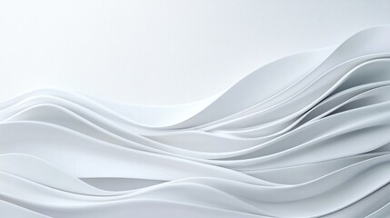 Elegant Curved White Waves Flowing Across Soft Background for Minimalist Design and Aesthetic Purposes