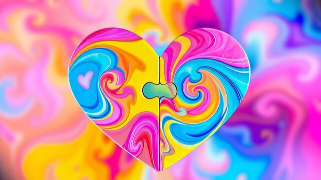 "Colorful Heart Puzzle Pieces - Autism Awareness