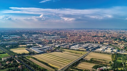 Obraz premium Urban landscape with a large open area, perfect for various uses such as events or sports