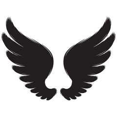 Angel or bird wings silhouette Vector illustration isolated on white background.