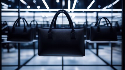 Modern Handbag Display in Minimalist Retail Space