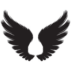 Angel or bird wings silhouette Vector illustration isolated on white background.