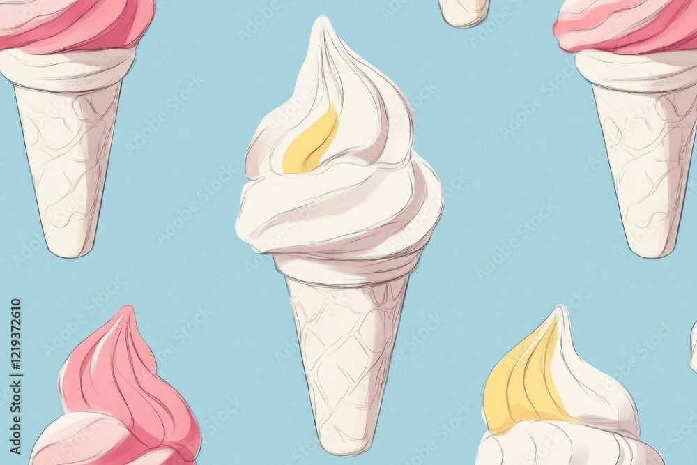 Poster a colorful array of ice cream cones against a bright blue backdrop