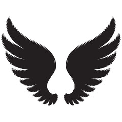 Angel or bird wings silhouette Vector illustration isolated on white background.