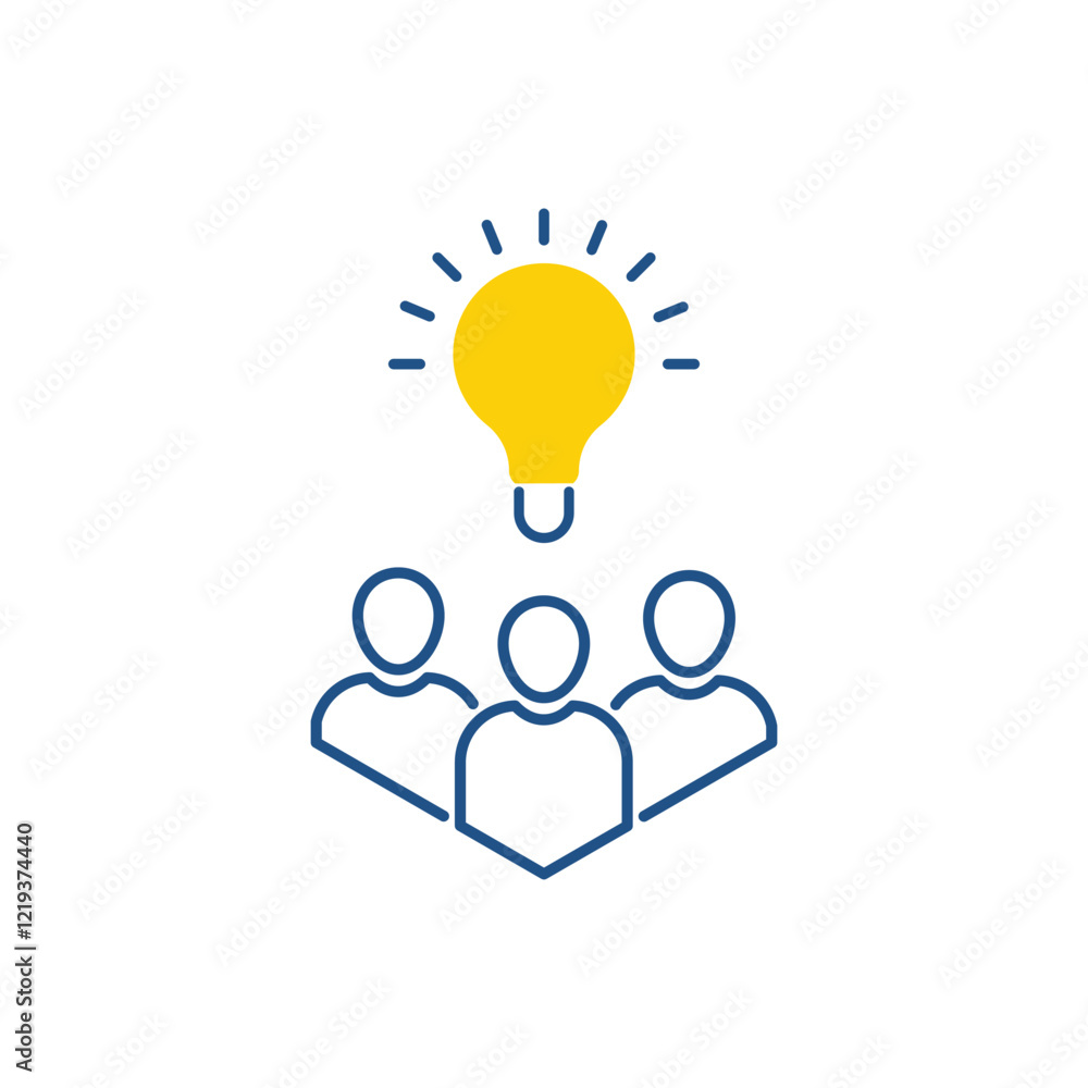 Aufkleber linear abstract people icon with bright light bulb. flat stroke trend modern simple thin line unity 