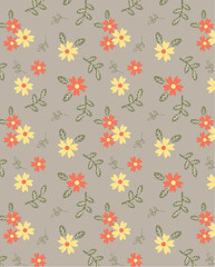 Soft Daisy Floral Pattern on Beige Background for Fabric and Kidswear