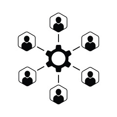 group of people like joint development or partnership. metaphor of human resources or recruitment and corporate culture. flat trend simple cogwheel with