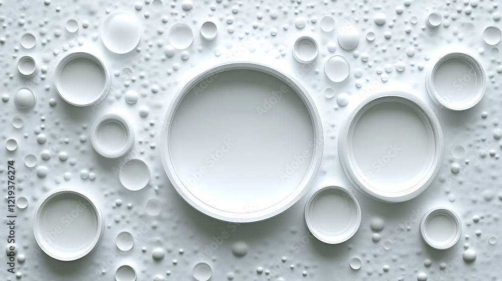 Poster abstract white circular forms on textured surface