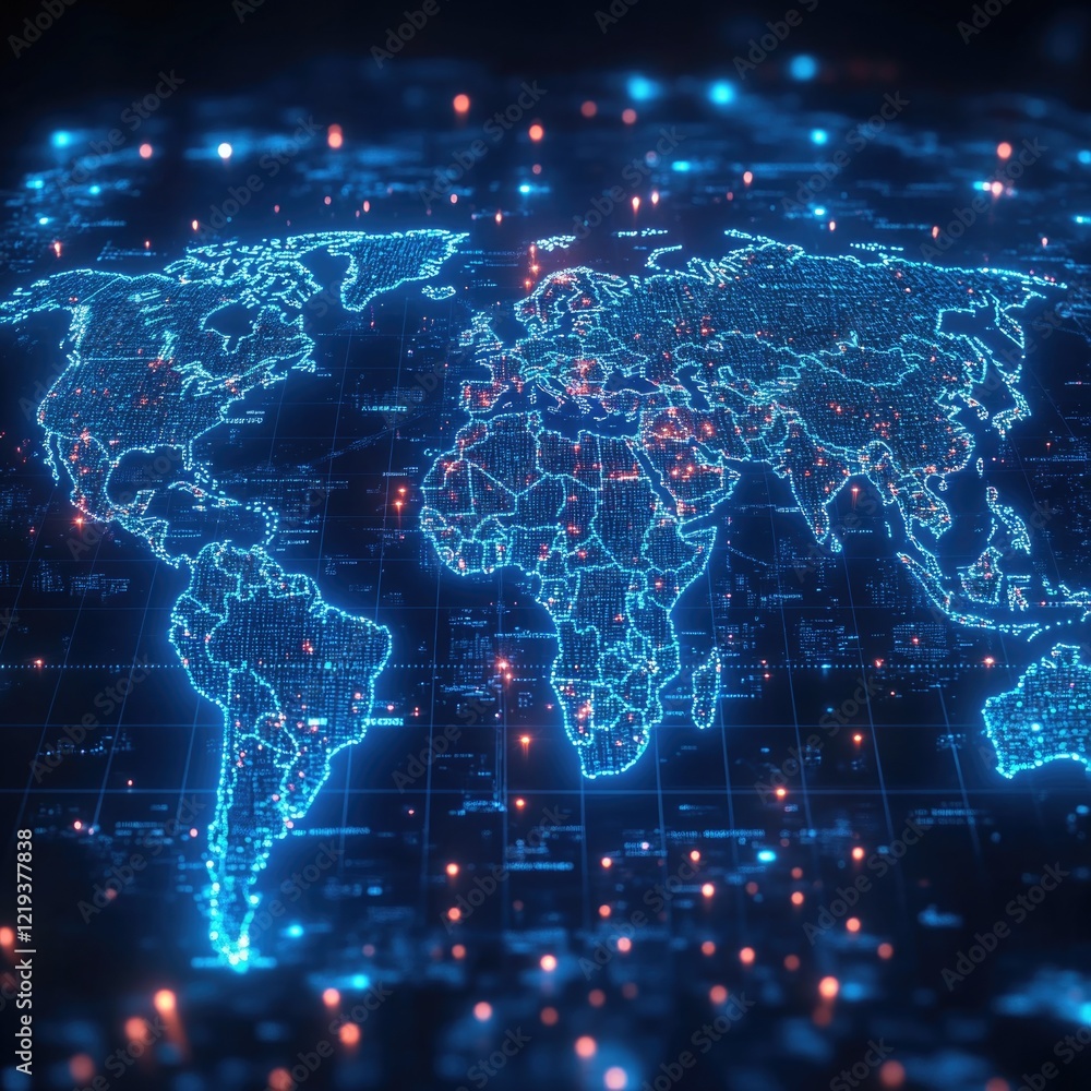 Aufkleber a map of the world on a dark background with subtle highlights