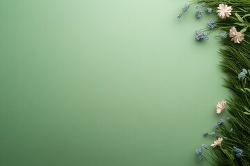 Soft greenery blends with delicate flowers, creating serene natu