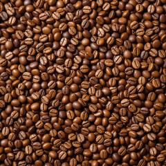 Obraz premium Roasted coffee beans texture background on top view